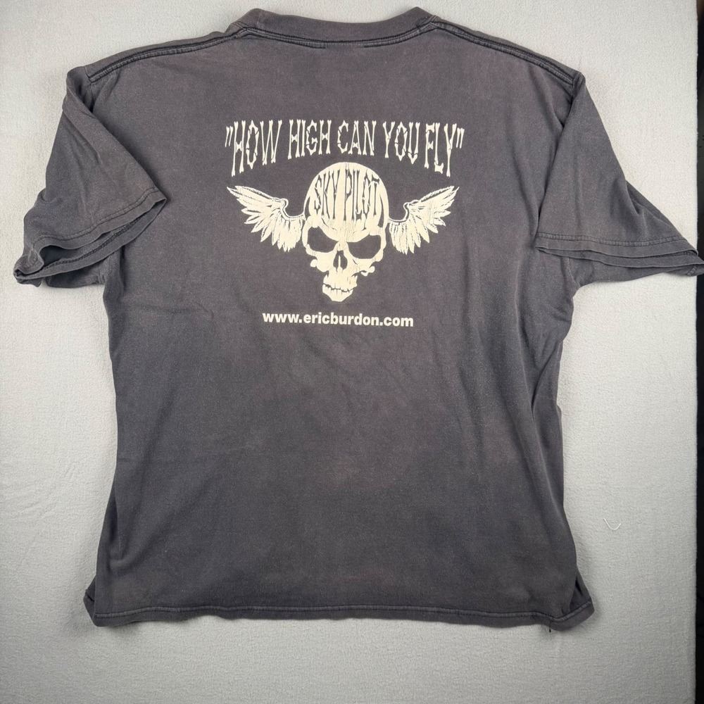 Vintage Eric Burdon The New Animals World Tour 2000 T-Shirt Skull Sky Pilot XL